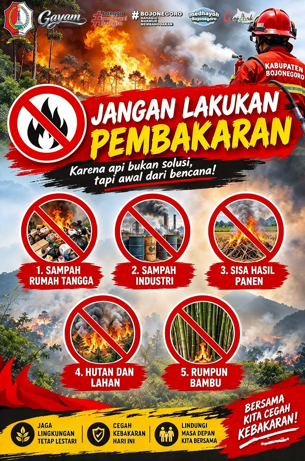 Jangan Lakukan PPembakaran Karena Api Bukan Solusi Tapi Awal dari Bencana